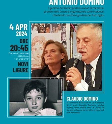 Giovedì a Novi un incontro con i genitori del piccolo Claudio Domino, ucciso 38 anni fa