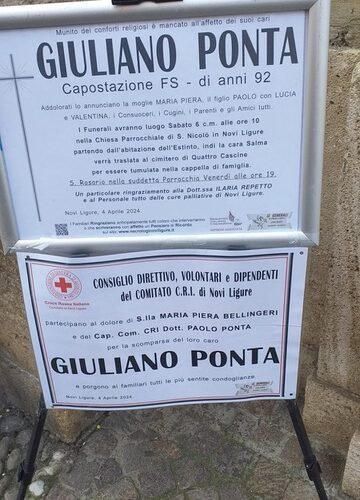 Addio al Capostazione Giuliano Ponta, padre del Prefetto di Piacenza ed ex commissario del comune di Novi