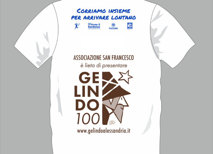 Gelindo corre alla Stralessandria con il logo di Guasco sulle magliette