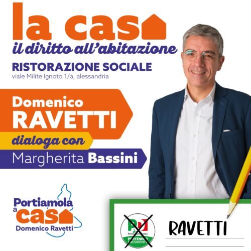 Elezioni regionali: martedì il candidato Domenico Ravetti ad Alessandria per parlare di diritto all’abitazione