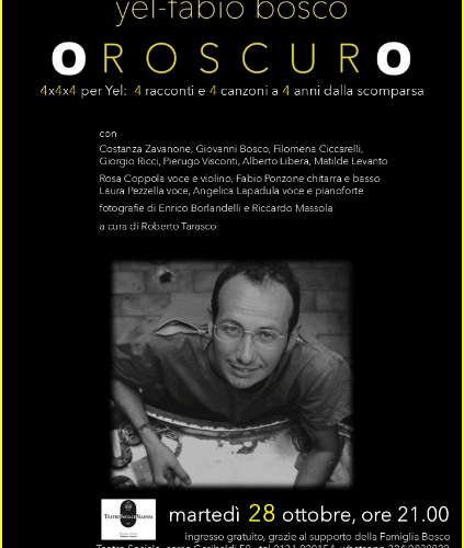 Martedì 28 ottobre Valenza ricorda Yel-Fabio Bosco con le sue parole e la sua musica Martedì 28 ottobre Valenza ricorda Yel-Fabio Bosco con le sue parole e la sua musica