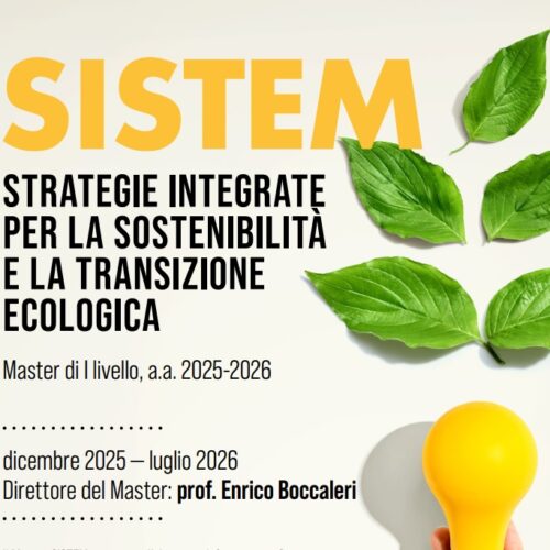SISTEM: il Master che forma i protagonisti della transizione ecologica e della sostenibilità SISTEM: il Master che forma i protagonisti della transizione ecologica e della sostenibilità