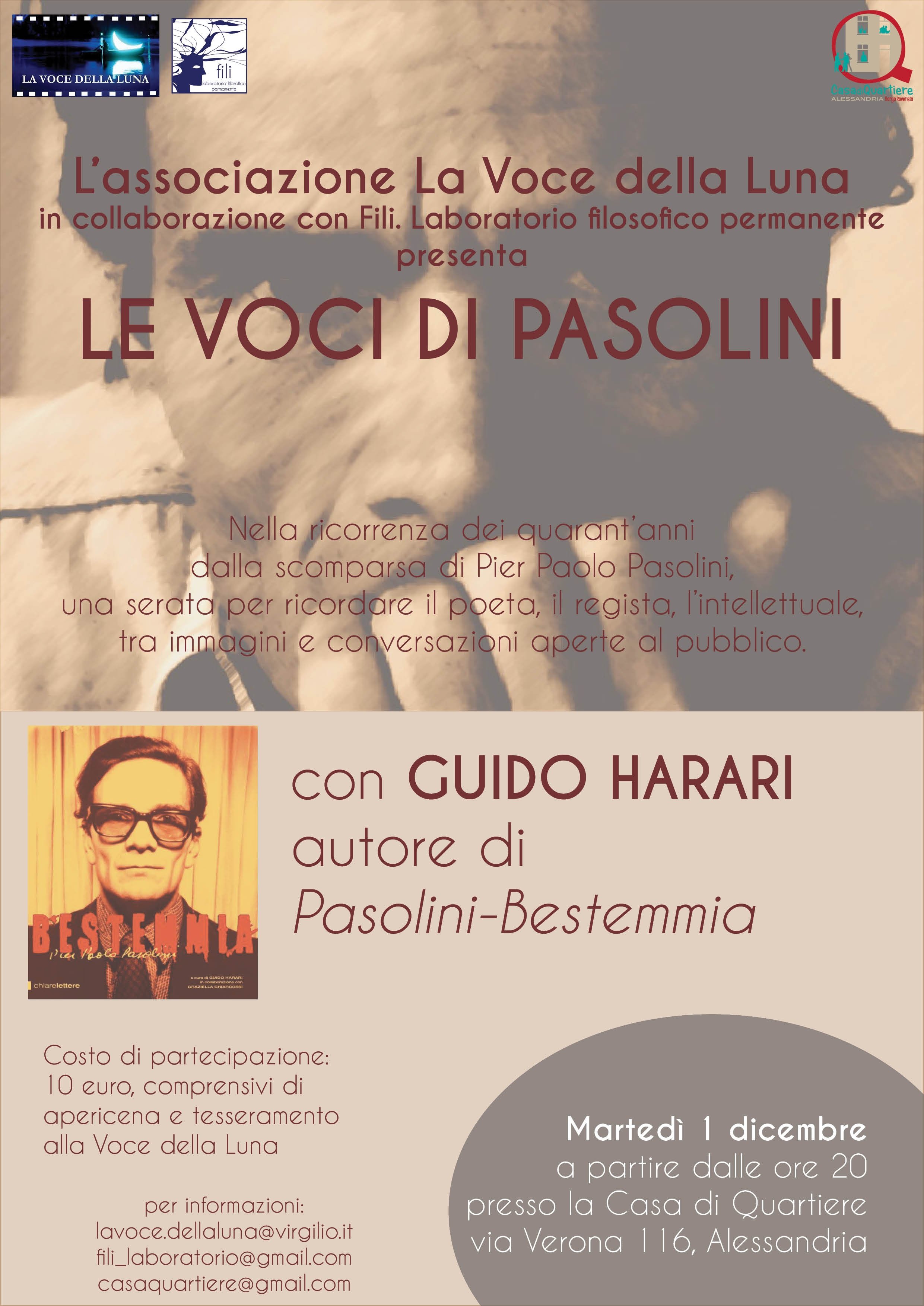 “Le voci di Pasolini”: omaggio al regista a quarant’anni dalla scomparsa