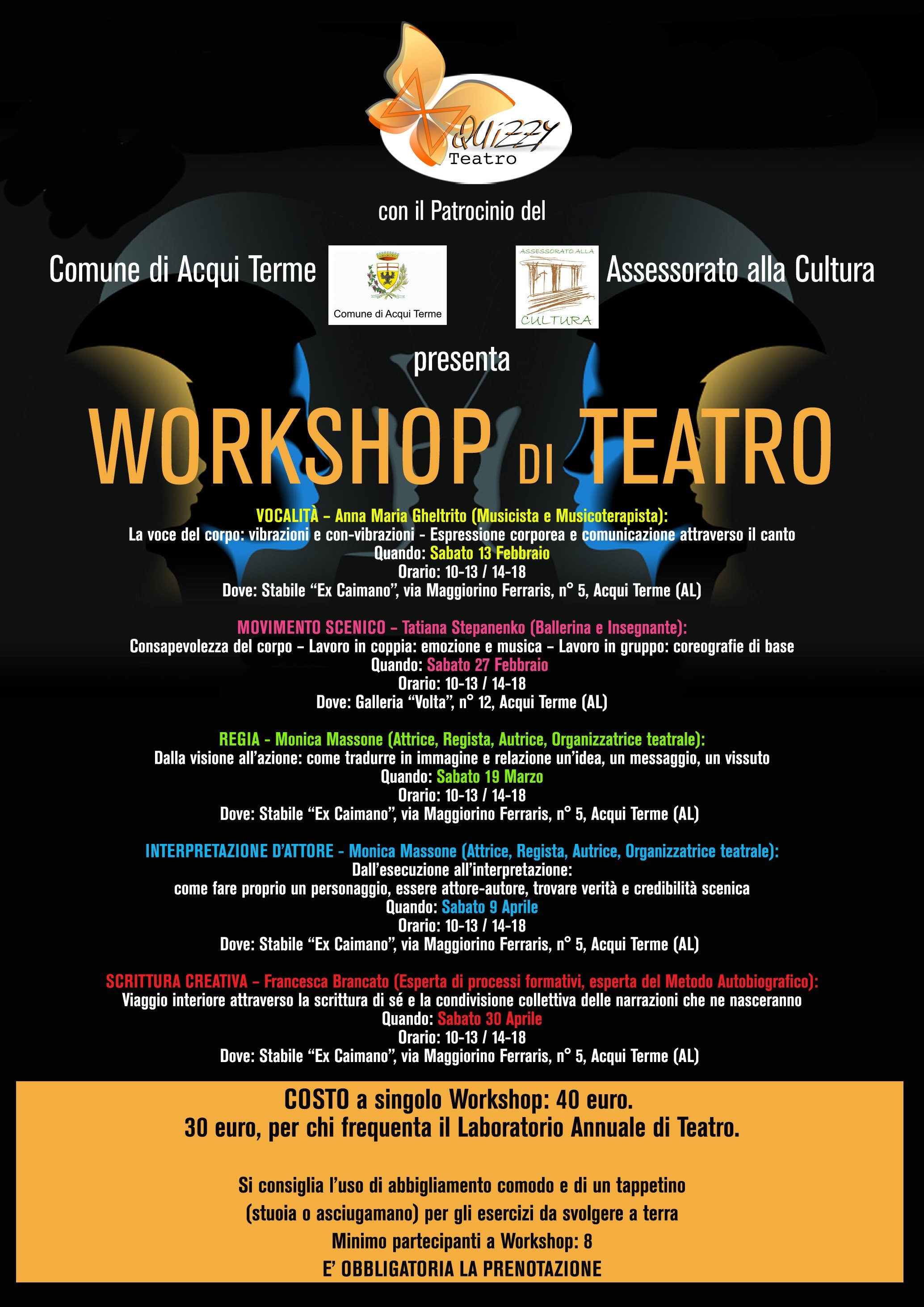 Al via il 13 febbraio i Workshop di Quizzy Teatro