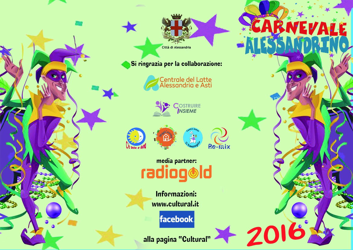 Carnevale Alessandrino: laboratori per i bambini e poi domenica 14 febbraio la sfilata dei carri