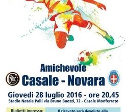 Casale: alle 20.45 l’amichevole con il Novara a favore della Fondazione Uspidalet