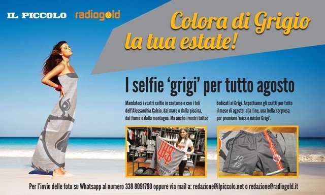 Colora di Grigio la tua estate: inviaci un selfie con un gadget dell’Alessandria dalle tue vacanze