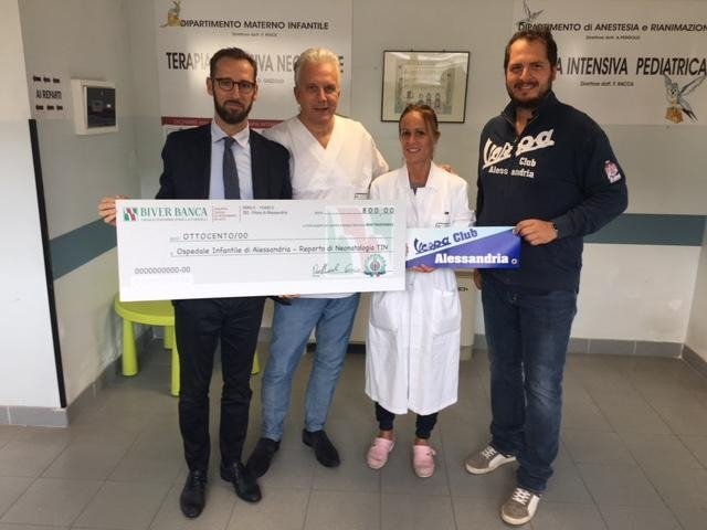 Il Vespa Club dona 800 euro all’ospedale infantile di Alessandria