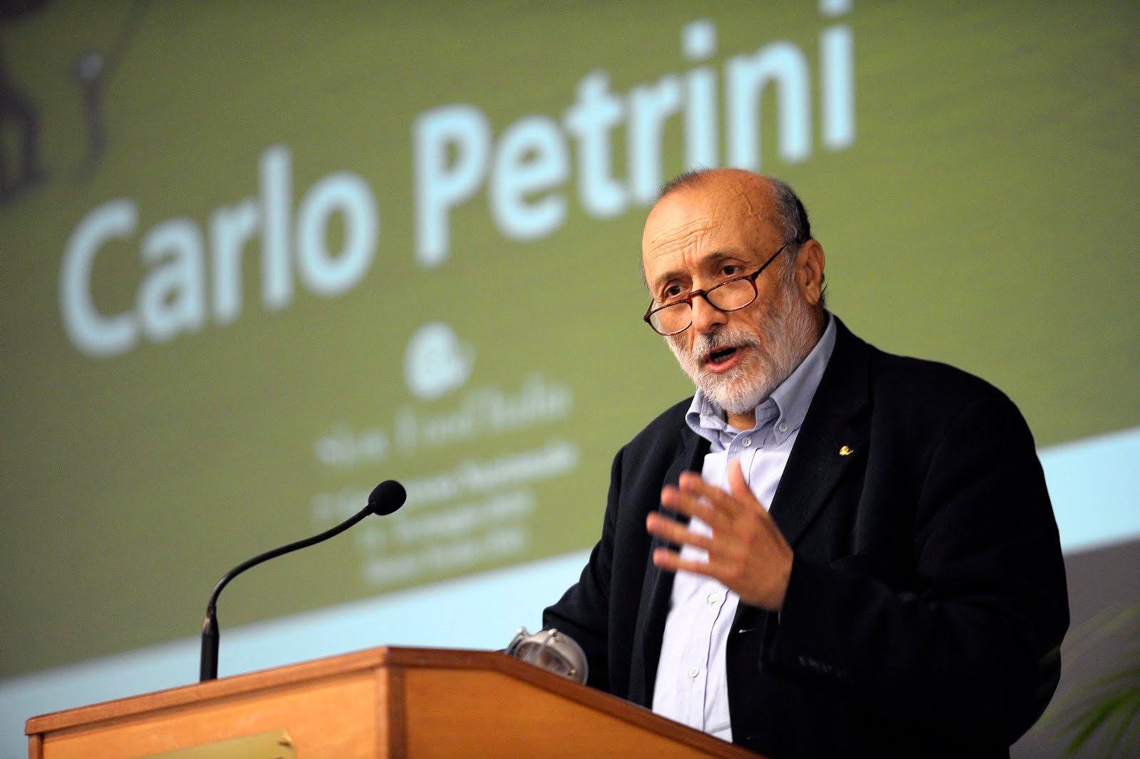 Carlo Petrini di Slow Food alla consegna del Premio Franco Marchiaro