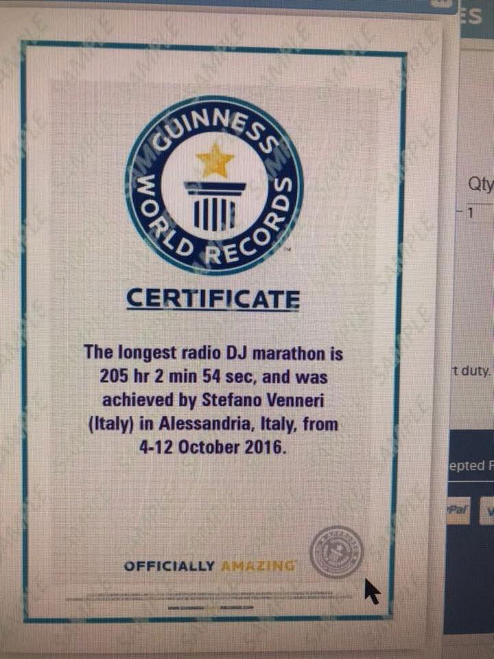 Certificato il record del mondo di Venneri