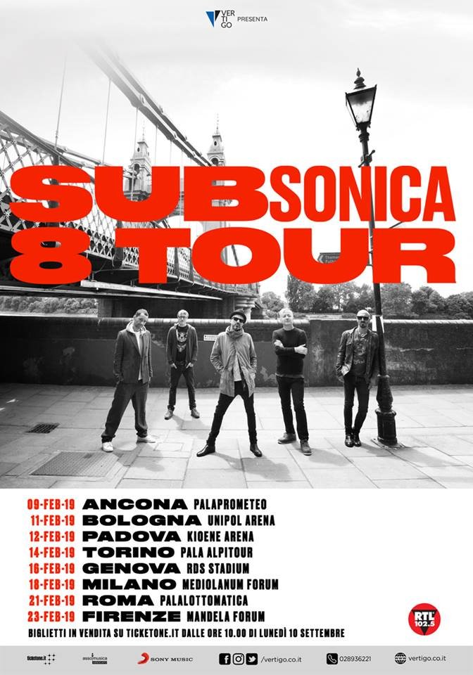 Subsonica: nuovo disco il 12 ottobre e tour nei palazzetti nel 2019