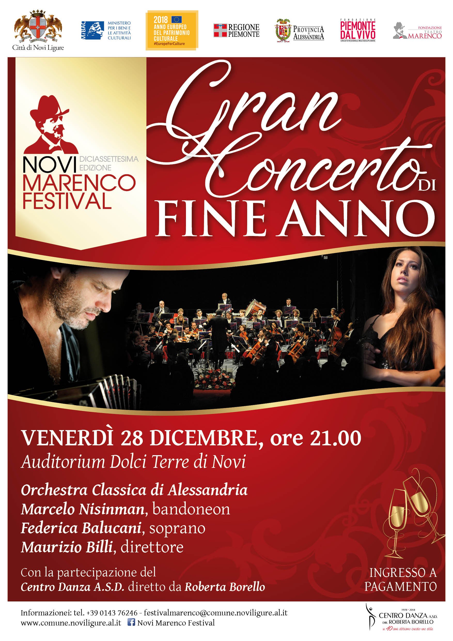 A Novi concerto di fine anno tra Marenco, Piazzolla, Strauss, Morricone e Piovani