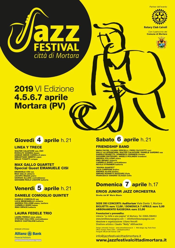 Jazz Festival Città di Mortara: dal 4 al 7 aprile la sesta edizione