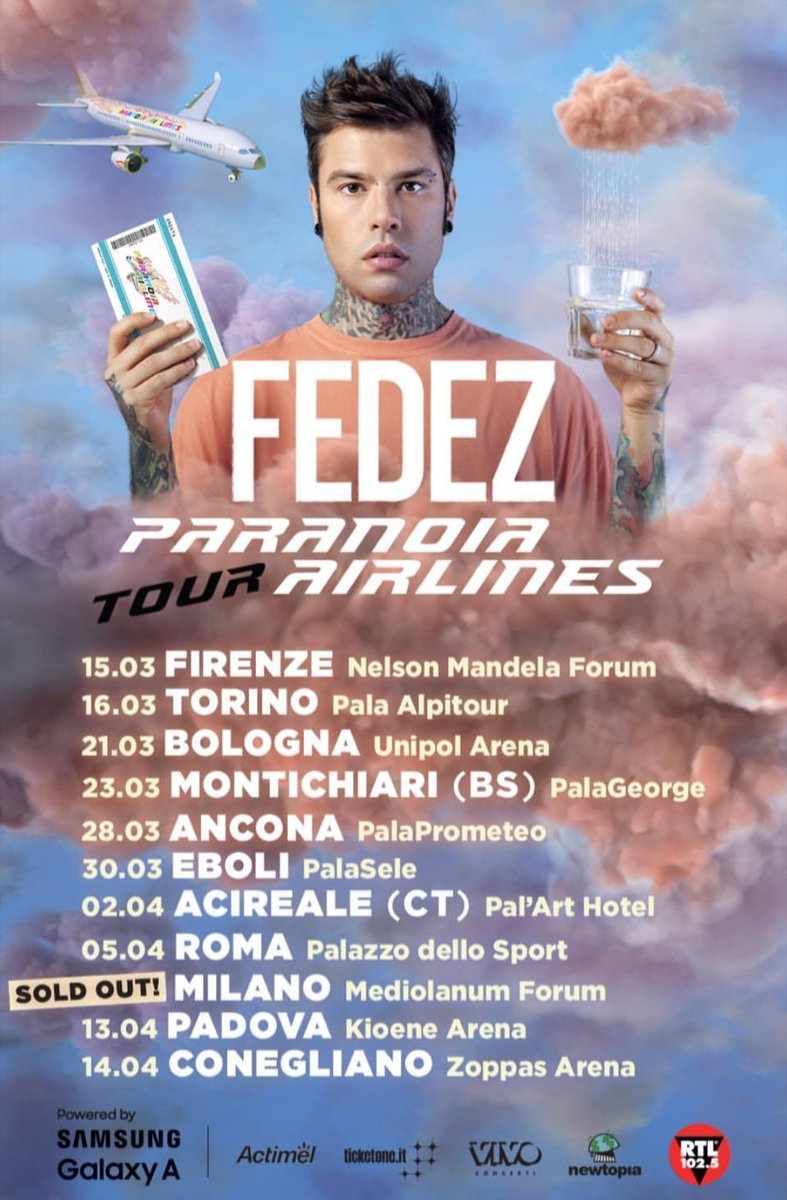Fedez – il 15 marzo parte il nuovo Paranoia Airlines tour