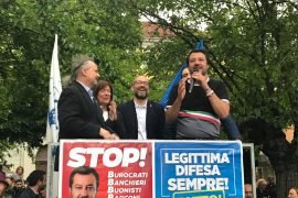 Elezioni: comizio del leader della Lega Matteo Salvini a sostegno del sindaco Cuttica