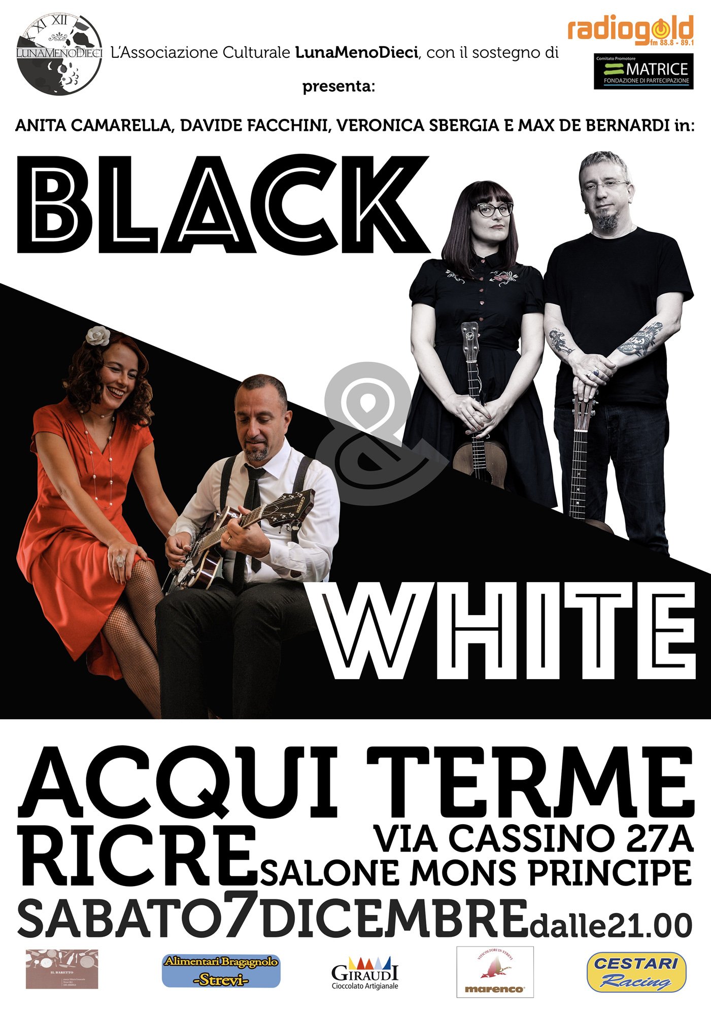 Black and White night a Strevi con Camarella Facchini Duo, e Sbergia & De Bernardi