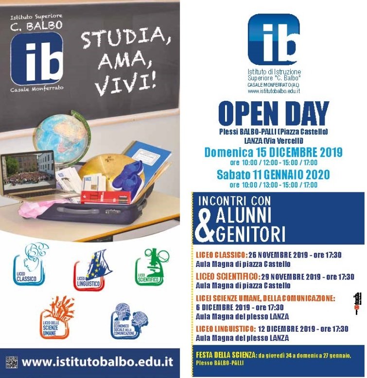 Open Day all’Istituto Cesare Balbo di Casale Monferrato