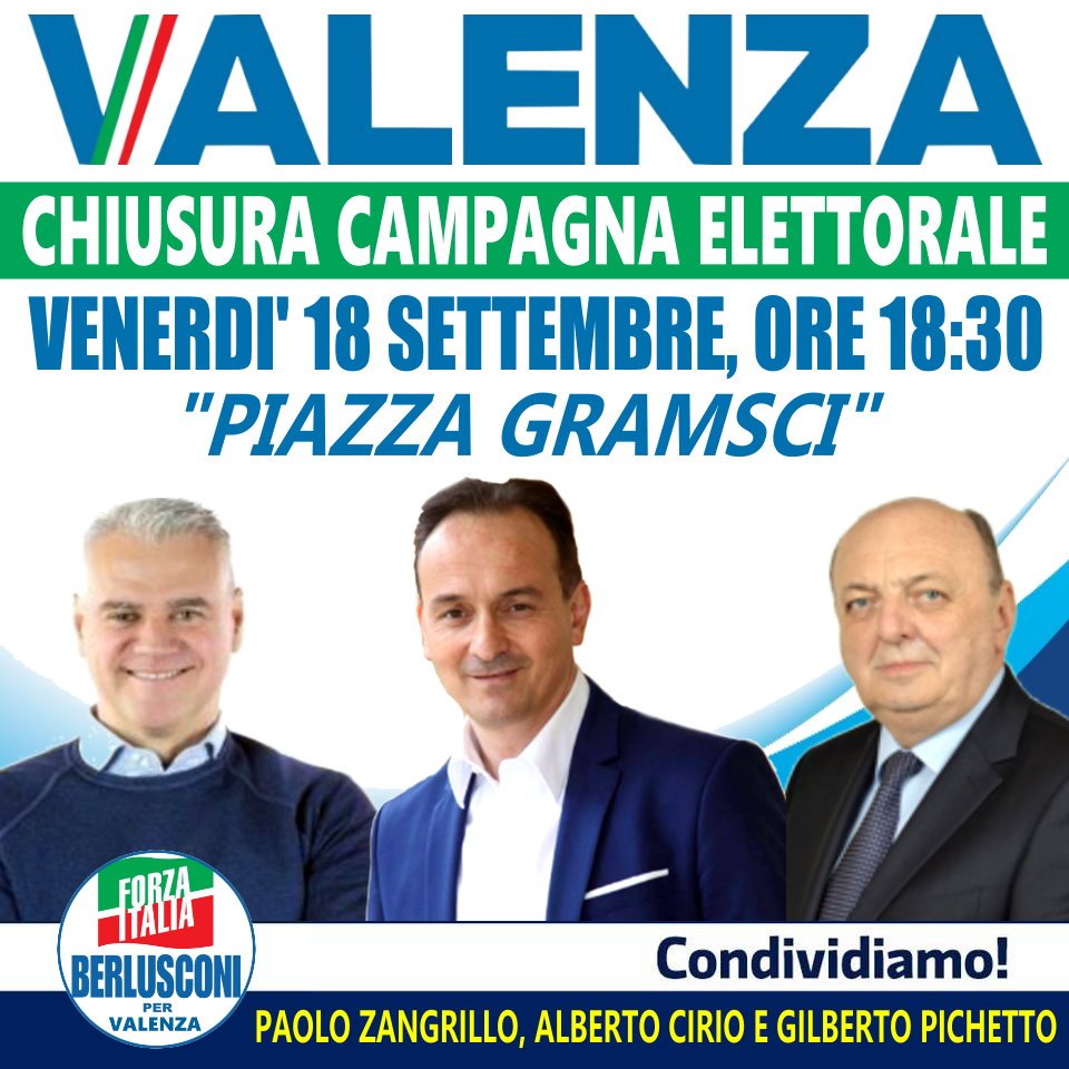 Elezioni Valenza: Forza Italia chiude la campagna elettorale con Alberto Cirio