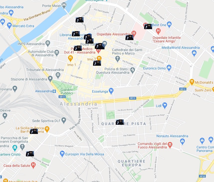 La mappa delle ultime spaccate avvenute ad Alessandria