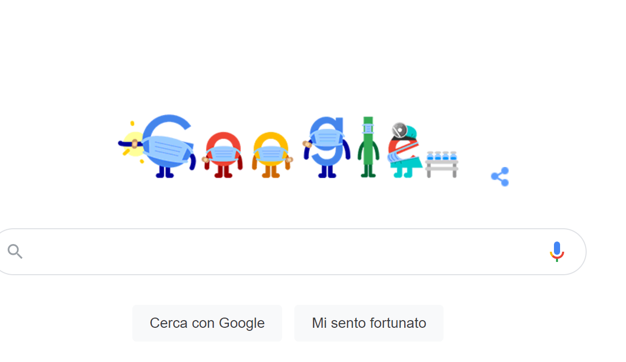 Il doodle di Google che invita a vaccinarsi e usare la mascherina per salvare vite umane