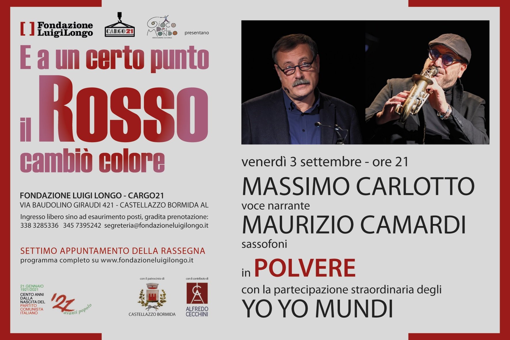 Il 3 settembre a Castellazzo il reading “Polvere” con Massimo Carlotto, Maurizio Camardi e Yo Yo Mundi
