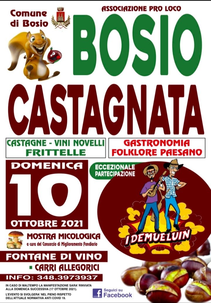 Domenica 10 ottobre castagne, frittelle e fontane di vino alla Castagnata di Bosio