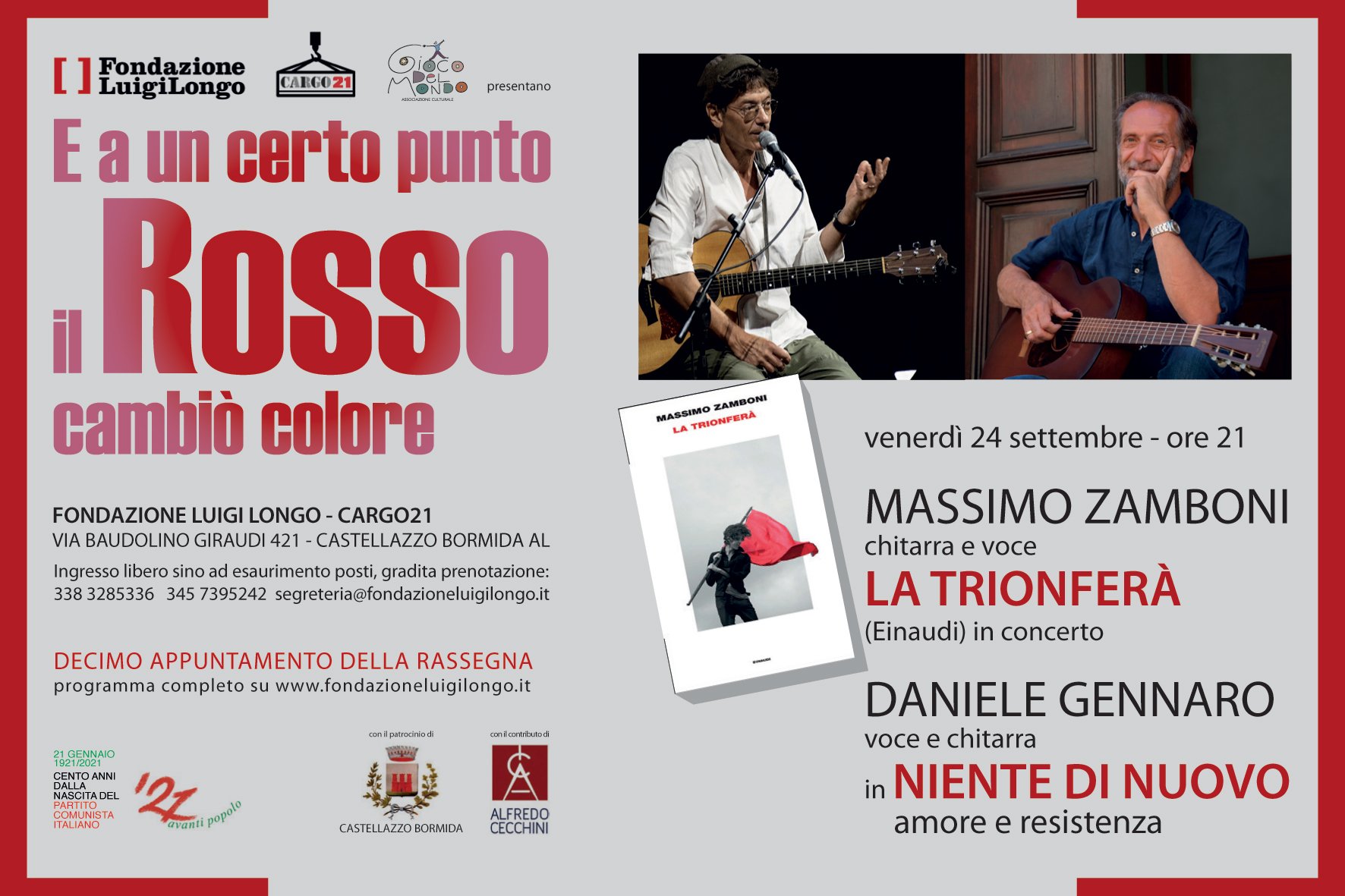 Venerdì 24 Massimo Zamboni alla Fondazione Longo di Castellazzo Bormida