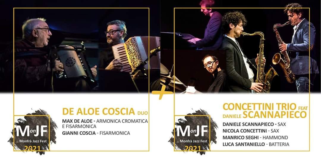 Doppio concerto al Monfra Jazz Fest con Gianni Coscia e Max De Aloe
