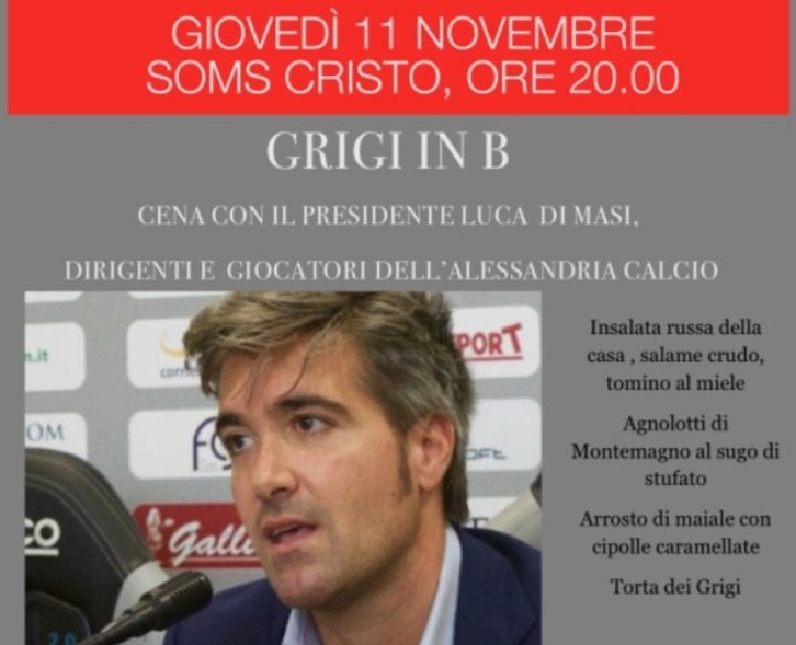 L’11 novembre la cena “Grigi in B” alla Soms del Cristo