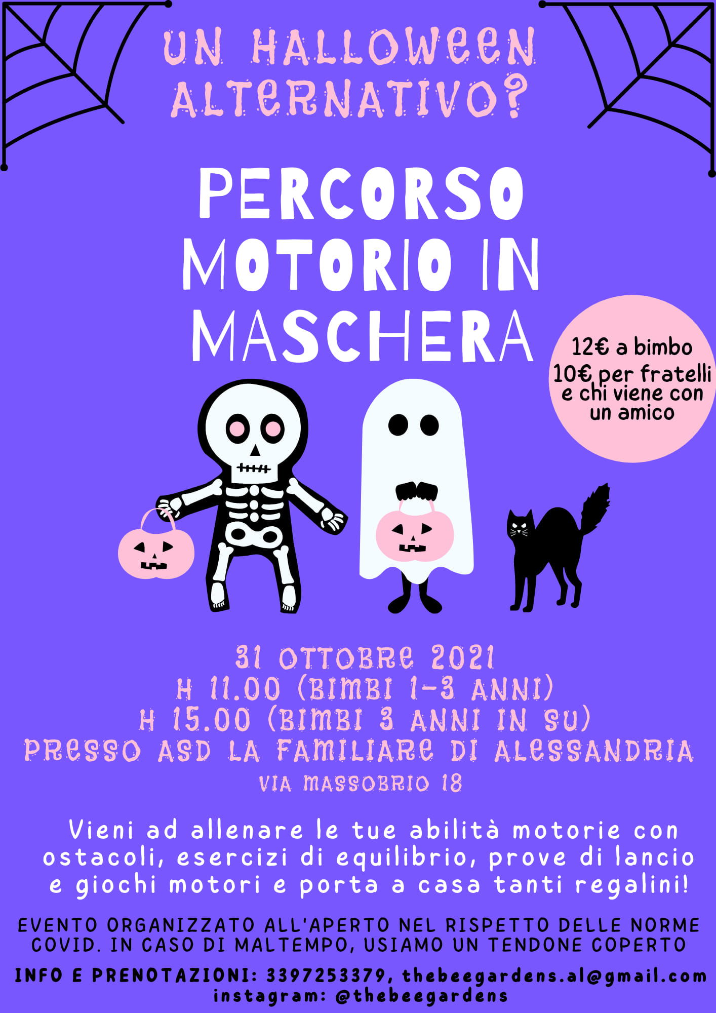 Il 31 ottobre percorso motorio in maschera alla Familiare di Alessandria