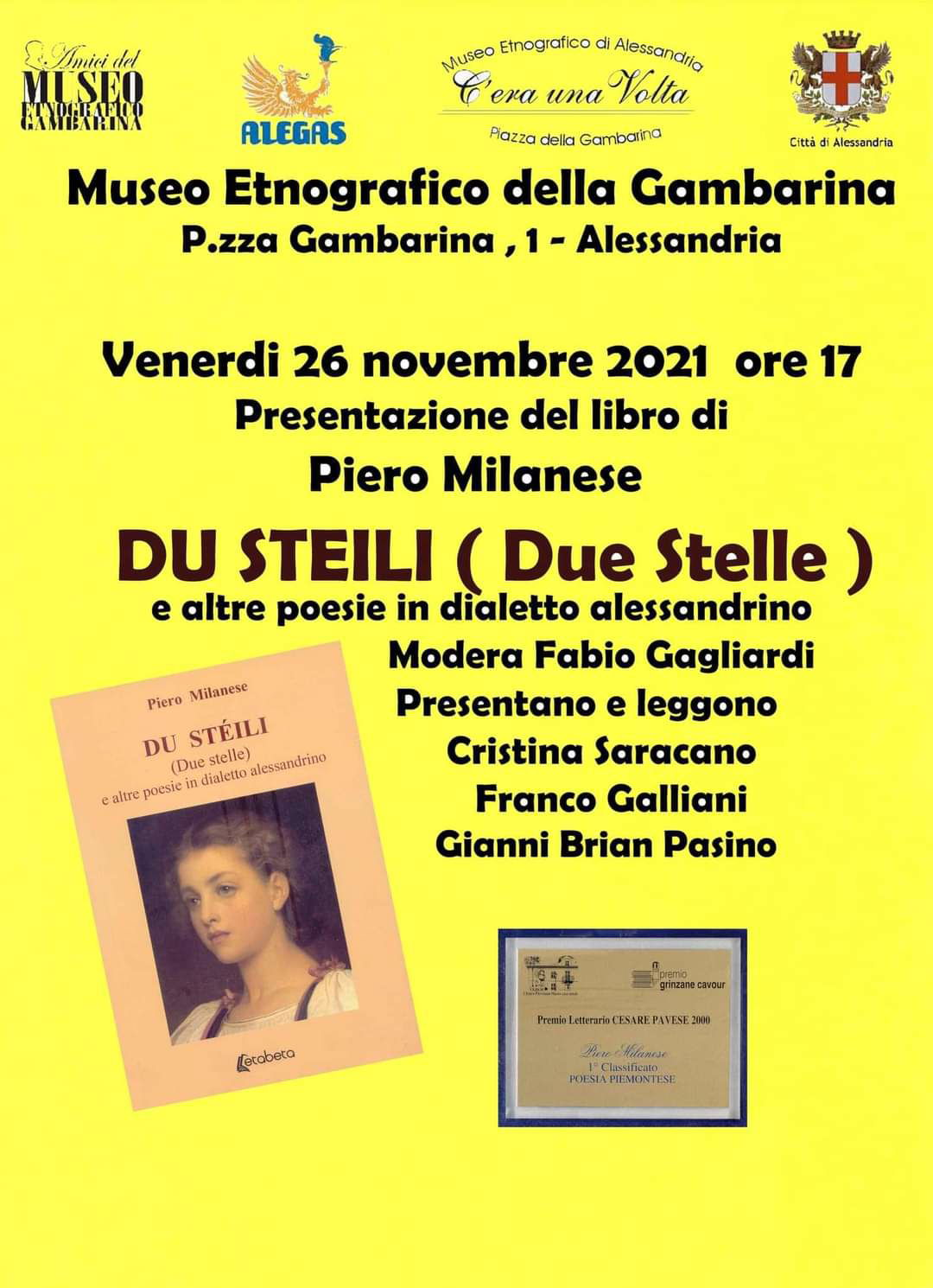 Il 26 novembre Piero Milanese presenta “Du stéili” al Museo della Gambarina