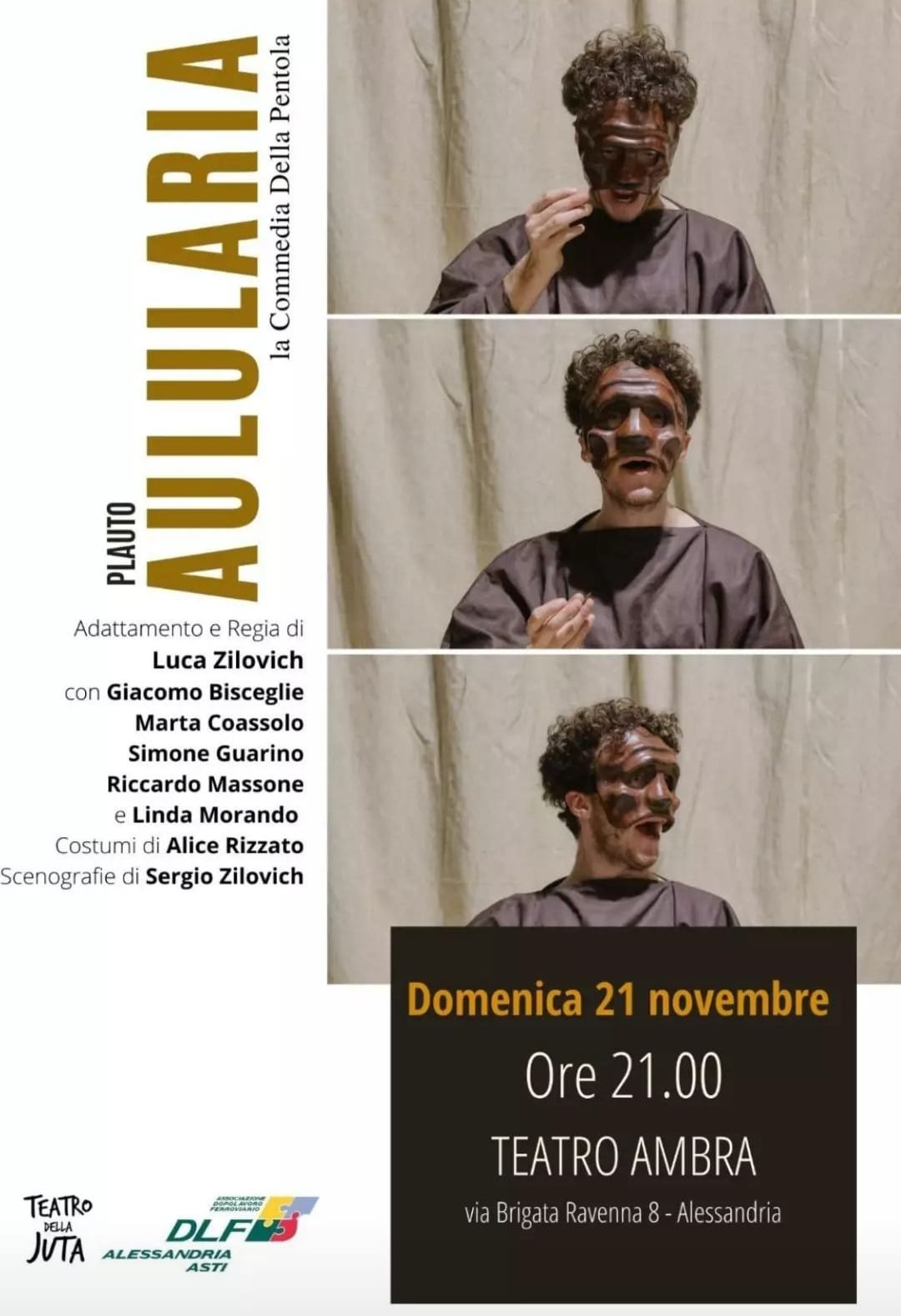 Il 21 novembre lo spettacolo “Aulularia” al Teatro Ambra di Alessandria