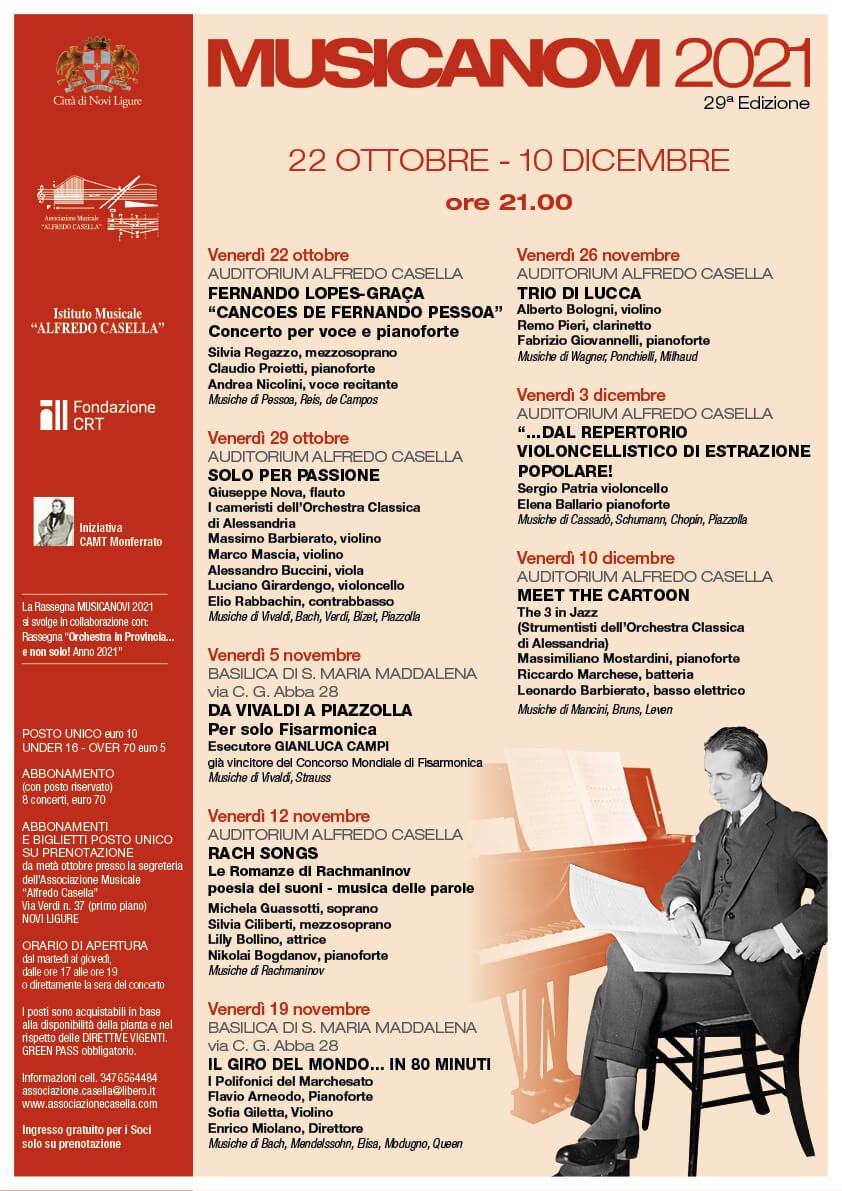 MusicaNovi 2021: il 5 novembre il concerto del fisarmonicista Gianluca Campi