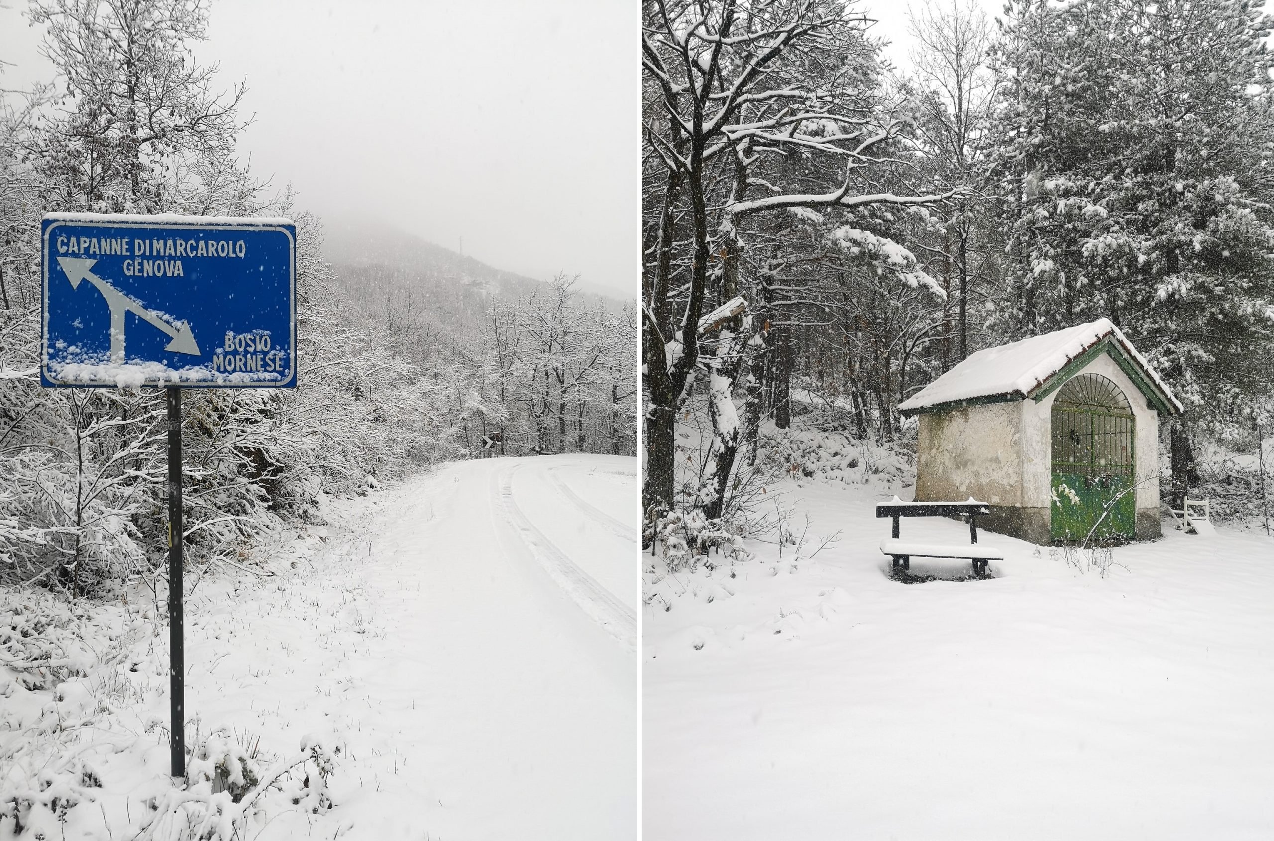 La neve imbianca l’appennino della provincia di Alessandria: le foto della Protezione Civile