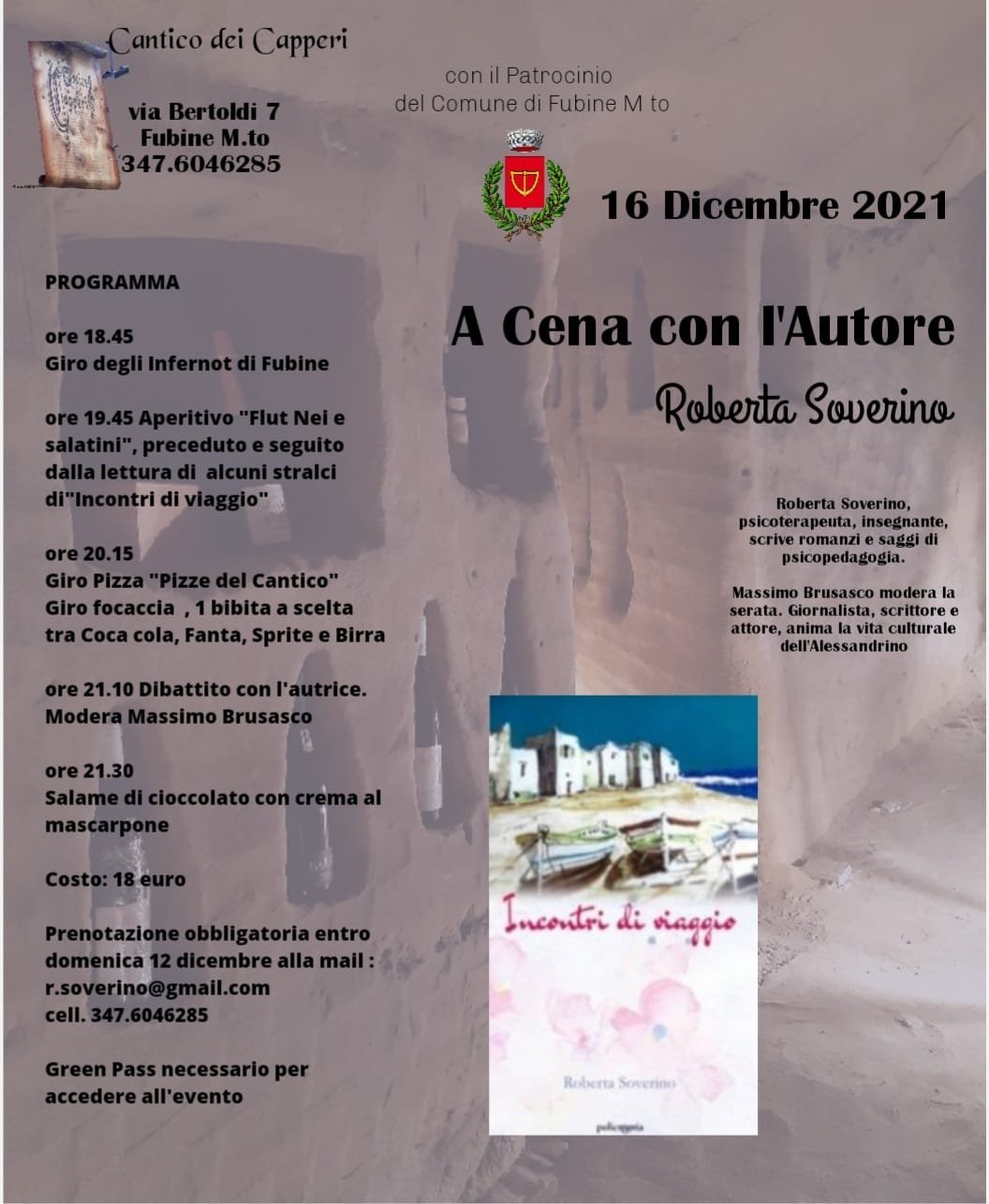 Il 16 dicembre a Fubine “A cena con l’autore” Roberta Soverino [SOLD OUT]