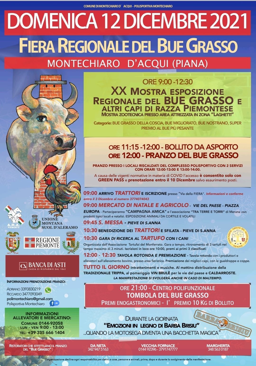 Il 12 dicembre la Fiera del Bue Grasso a Montechiaro Piana
