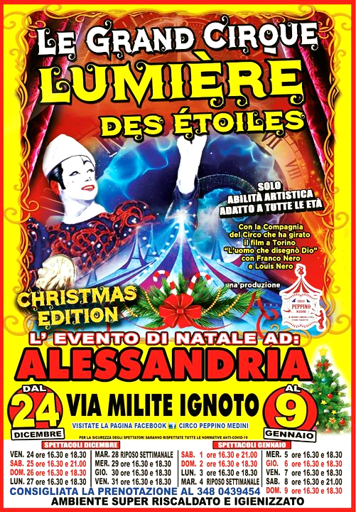 Dal 24 dicembre al 9 gennaio il circo “Peppino Medini” ad Alessandria