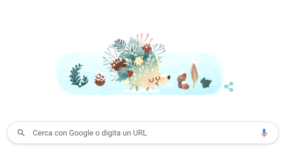 Google celebra l’arrivo dell’inverno il 21 dicembre con un doodle