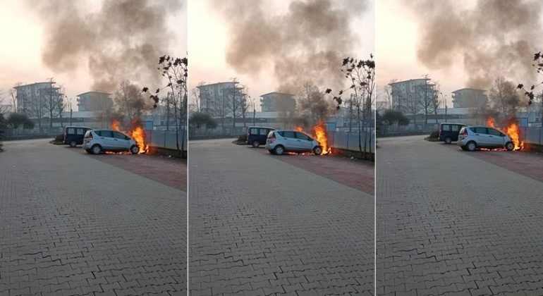 Auto in fiamme nel parcheggio dietro all’Ospedale infantile di Alessandria