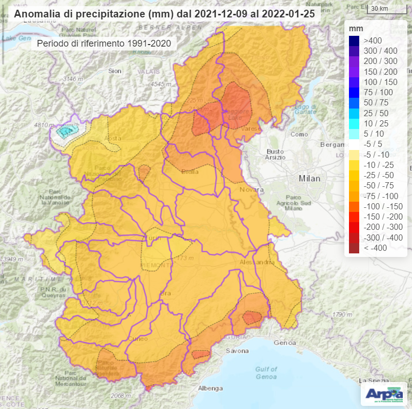 La lunghissima sete del Piemonte, a secco dall’8 dicembre 2021