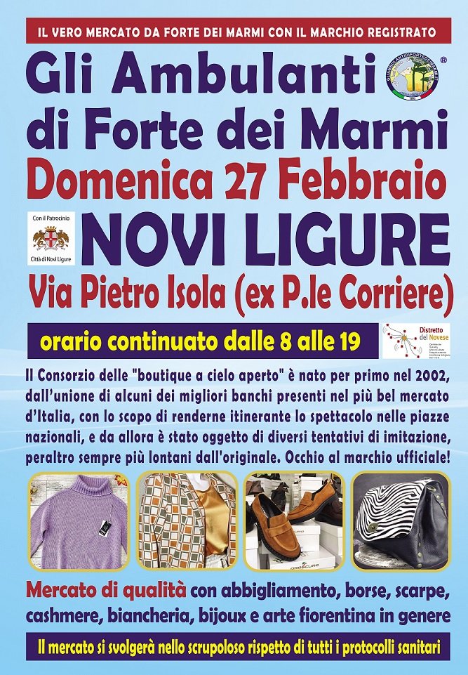 Domenica 27 febbraio Gli Ambulanti di Forte dei Marmi a Novi Ligure