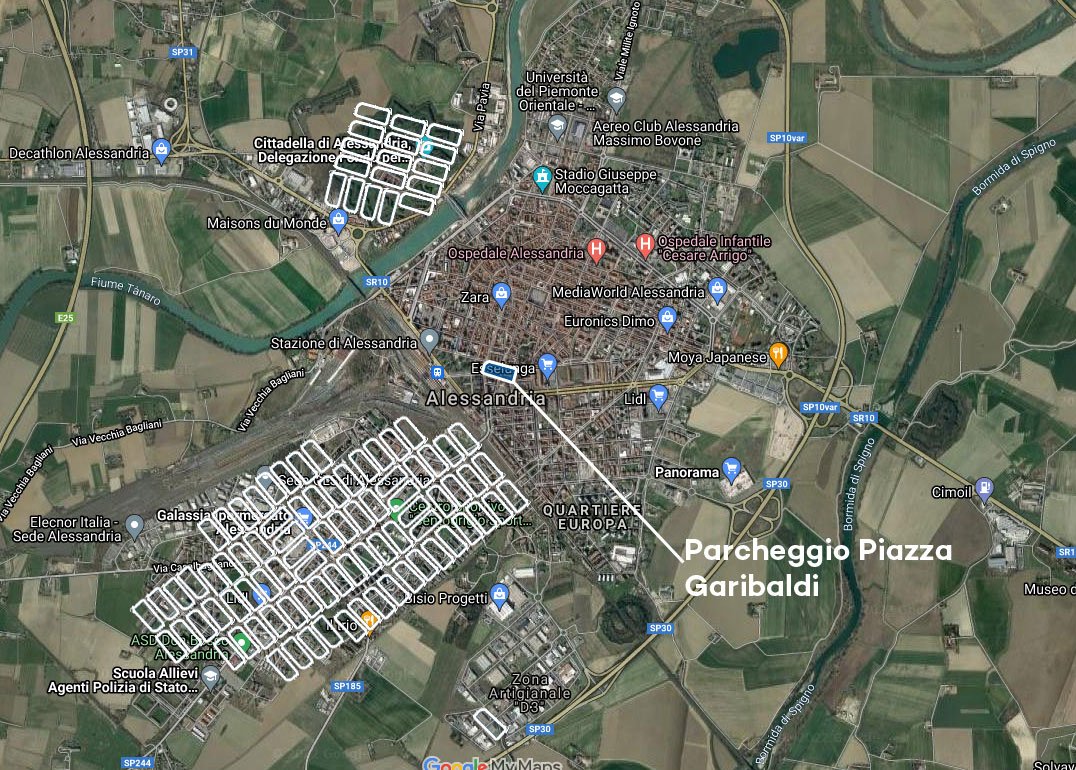 Per parcheggiare tutte le auto di Alessandria servono 99 piazze Garibaldi: quanto Cittadella e Cristo
