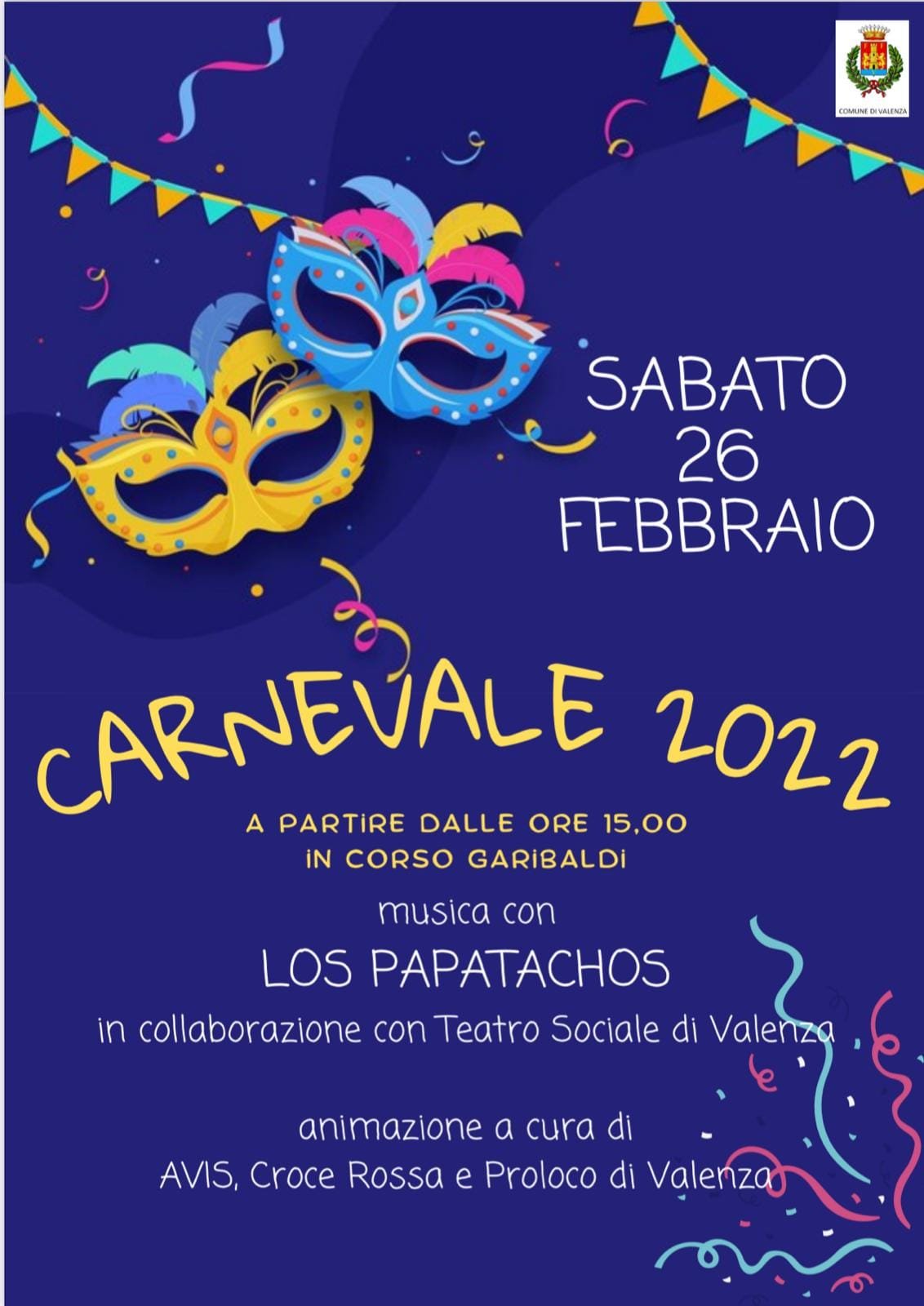 Sabato 26 febbraio Carnevale a Valenza