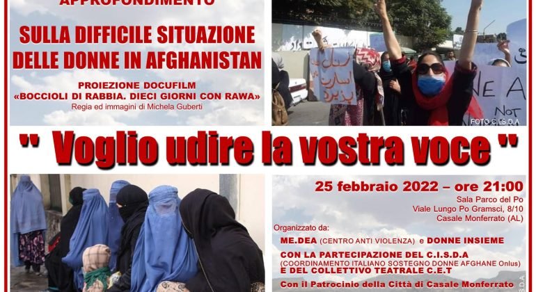 Il 25 febbraio a Casale Monferrato serata dedicata alla situazione delle donne in Afghanistan