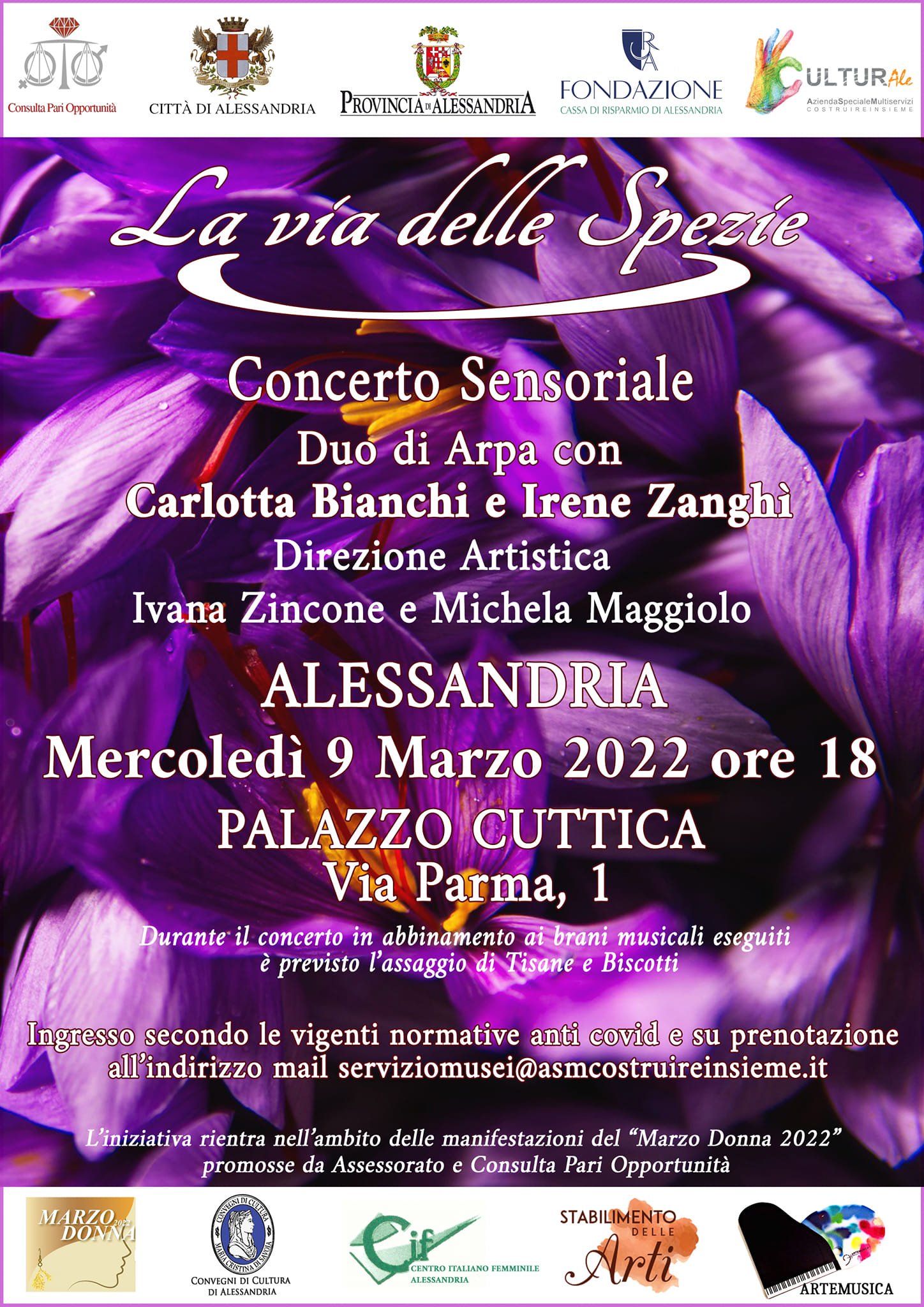 Il 9 marzo a Palazzo Cuttica il concerto sensoriale “La via delle spezie”