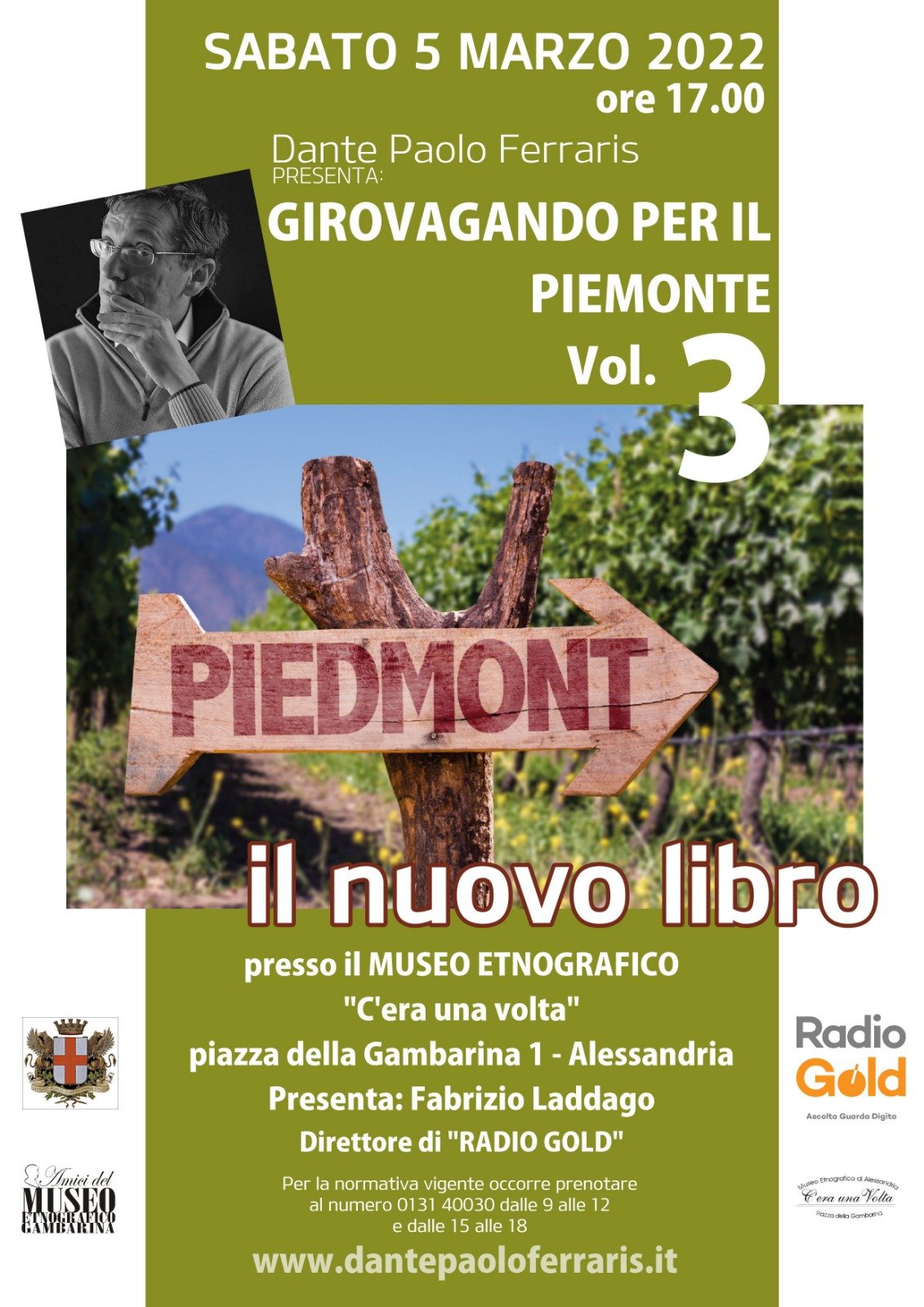 Il 5 marzo alla Gambarina la presentazione libro “Girovagando per il Piemonte Vol.3”