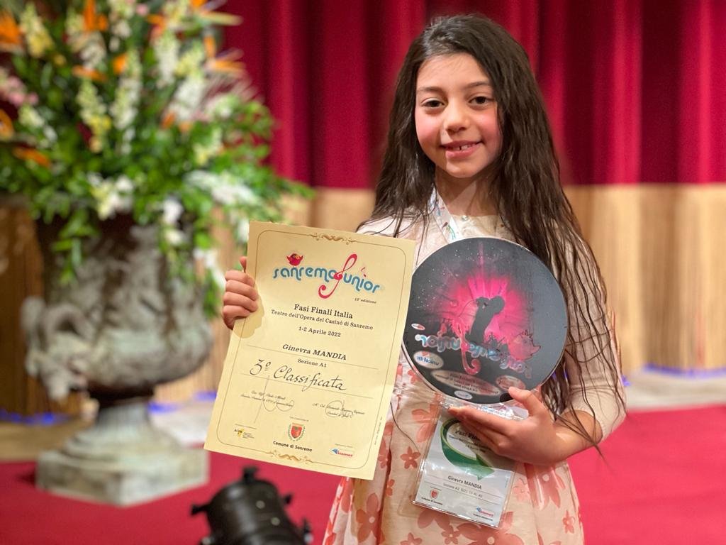 La voce della piccola Ginevra conquista il terzo posto a Sanremo Junior