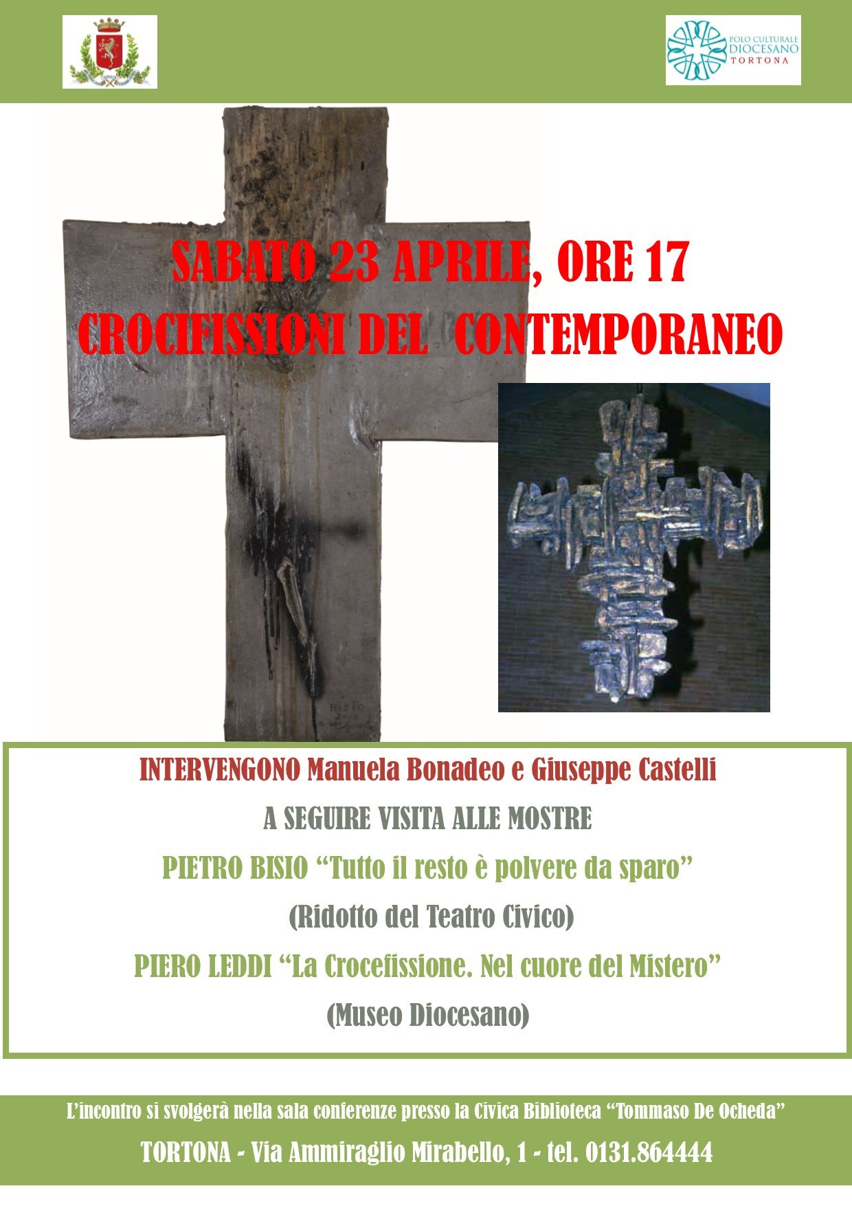Il 23 aprile in Biblioteca a Tortona l’incontro “Crocifissioni del contemporaneo”