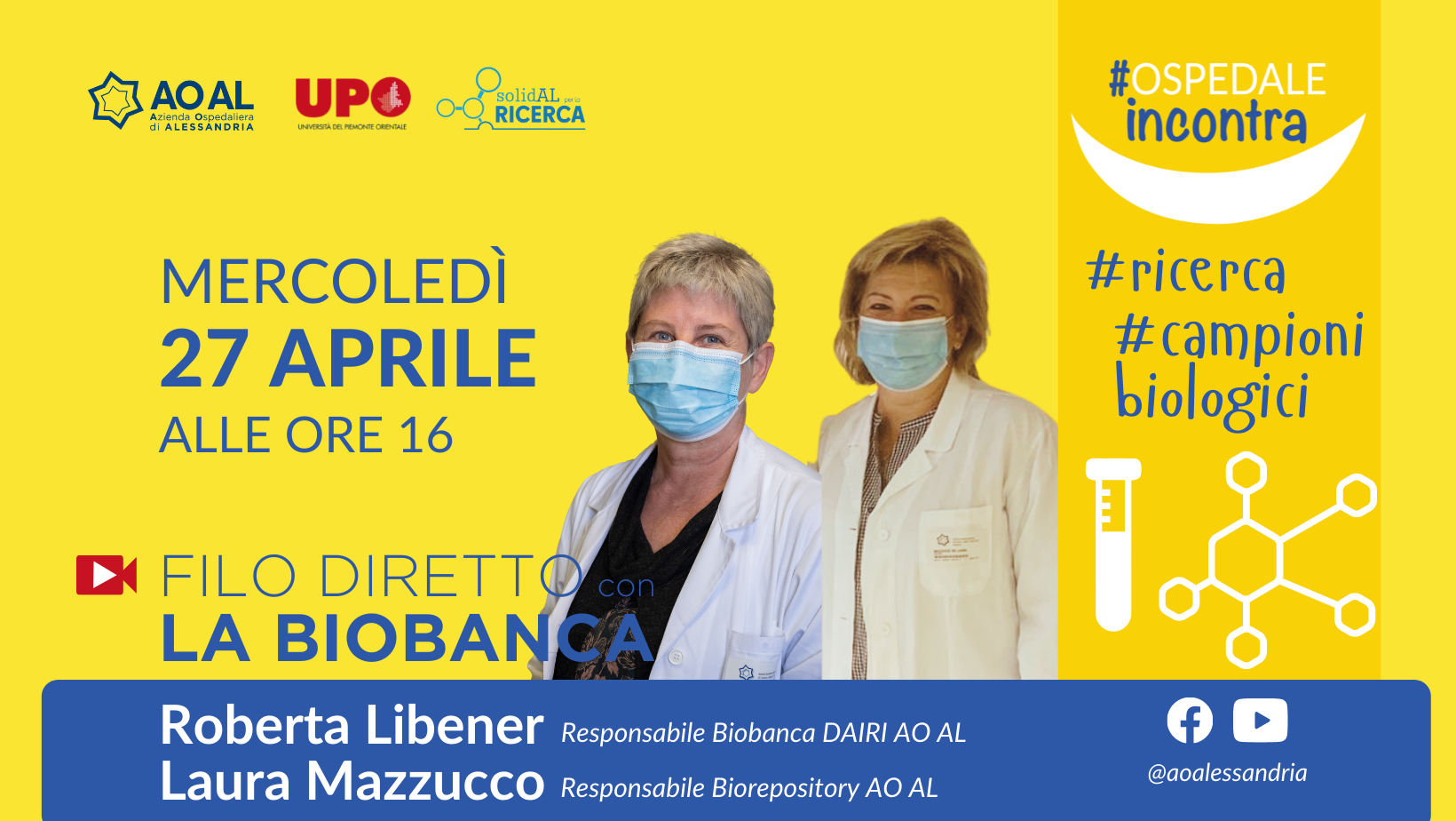 Ospedale Alessandria: il 27 aprile appuntamento online per raccontare la Biobanca