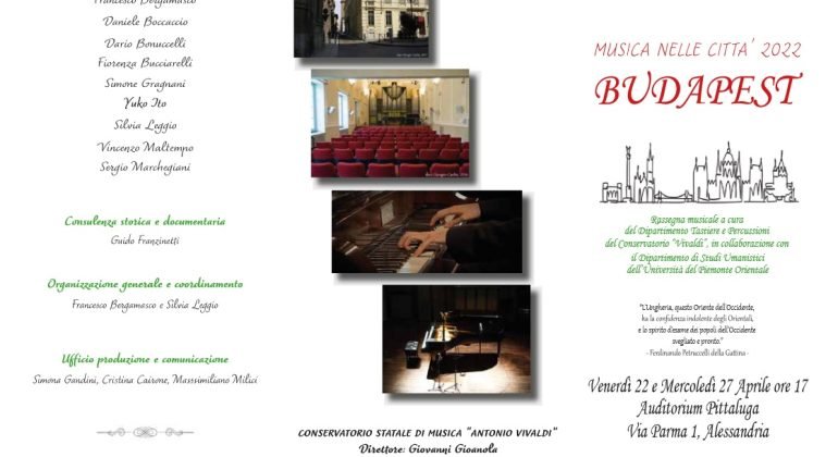 Il 22 e 27 aprile al Conservatorio Vivaldi la rassegna “Musica nelle città: Budapest”